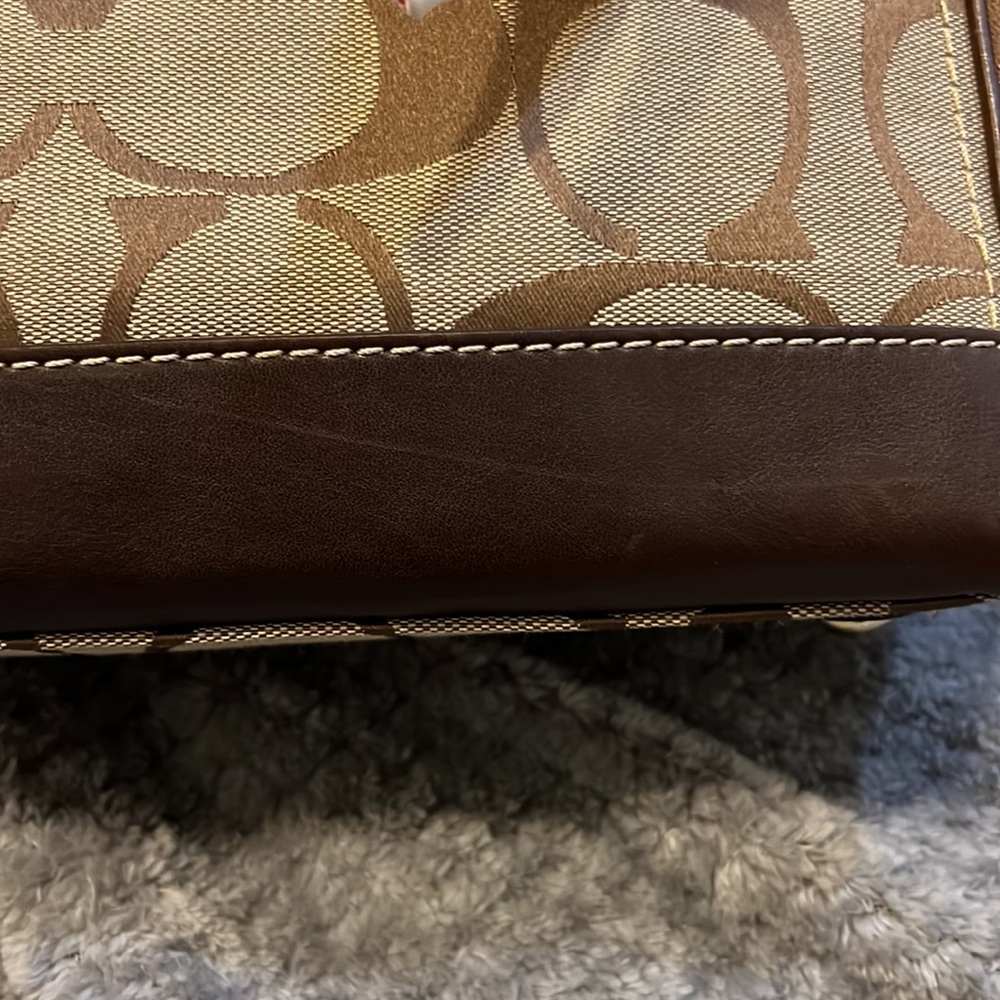 COACH signature brown/tan double handle tote - Picture 8 of 12